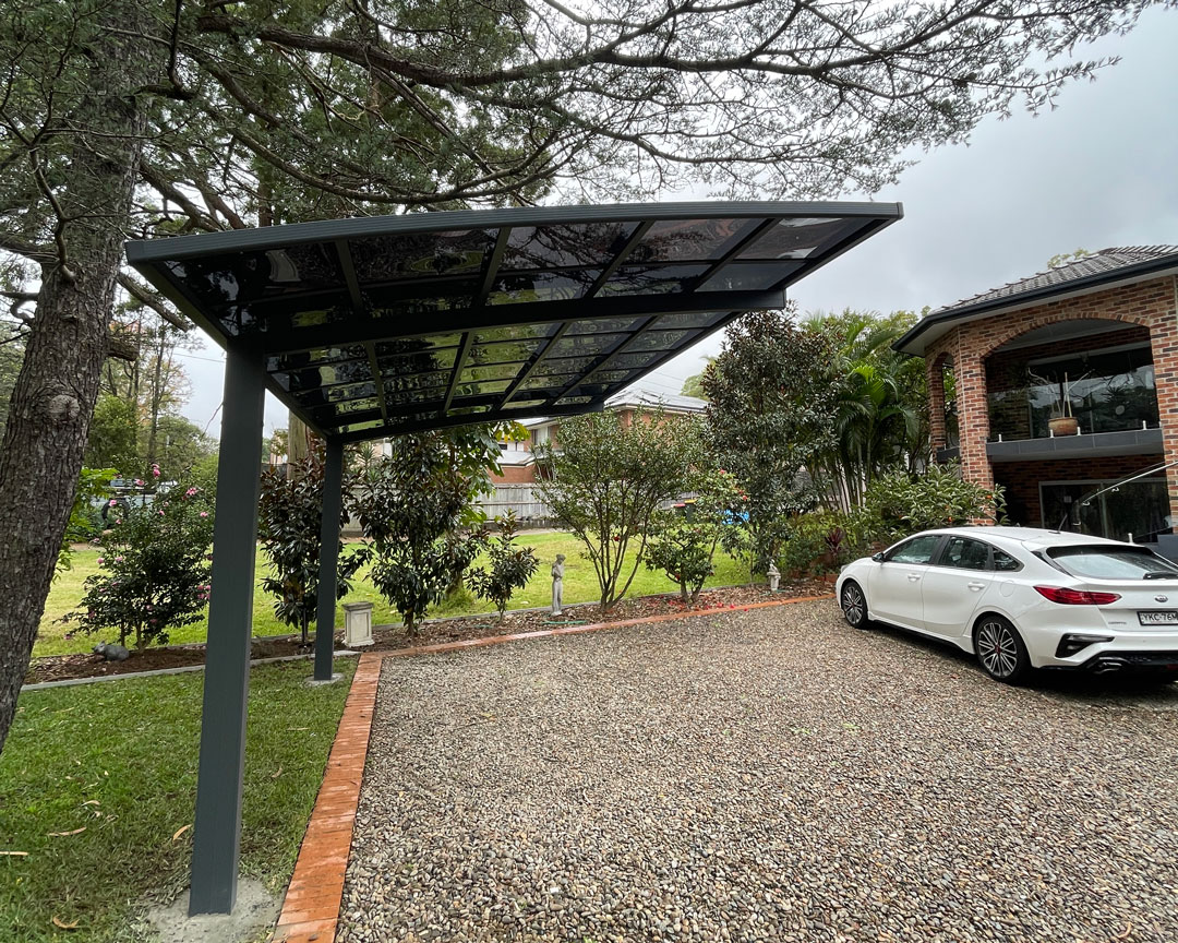 Modern insulated roof carport with lighting