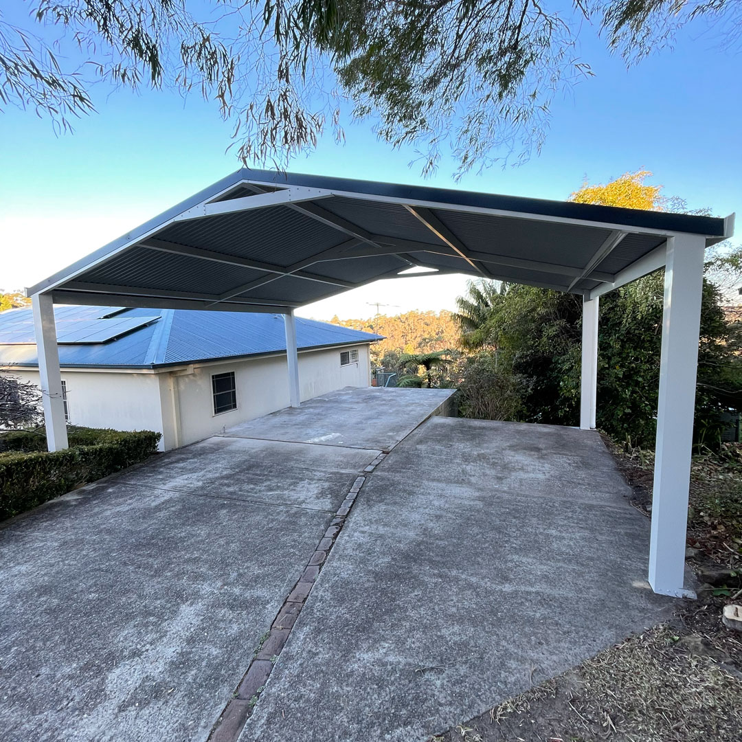 Modern insulated roof carport with lighting
