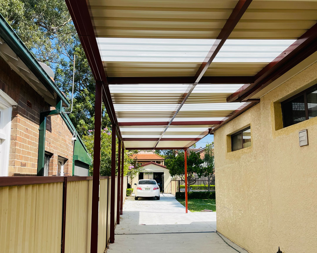 Modern insulated roof carport with lighting